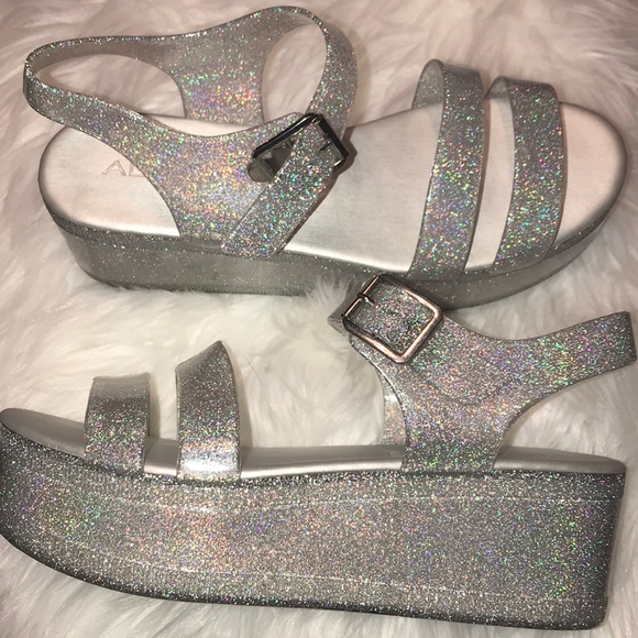 glitter jelly platform sandals